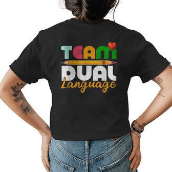 Dual Language Teachers Back To School Squad Womens Back Print T-shirt - Seseable