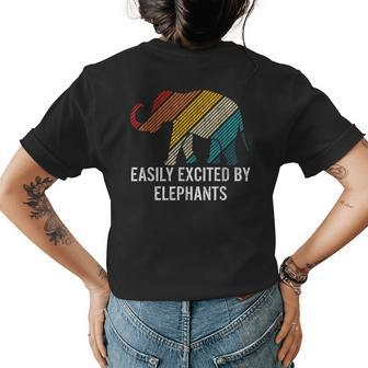 Easily Excited By Elephants Funny Elephant Lover Graphic Womens Back Print T-shirt - Thegiftio UK