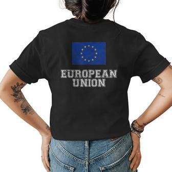 European Union Flag Vintage I Men Women Kids Womens Back Print T-shirt | Mazezy