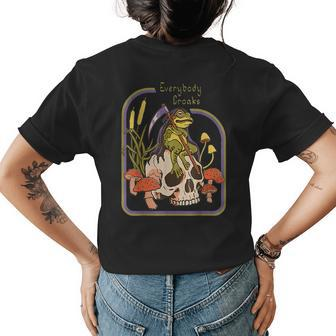 Everybody Croaks Frog Skull Mushroom - Everybody Croaks Womens Back Print T-shirt - Seseable