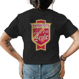 Faded Kansas City Beer Label - Cowtown City Pride Womens Back Print T-shirt - Seseable