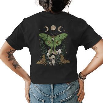 Fairy Grunge Fairycore Aesthetic Goth Luna Moth Mushroom Womens Back Print T-shirt | Mazezy