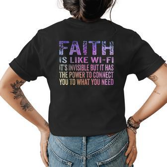 Faith Is Like Wifi Its Invisible Funny Christian Vintage Faith Funny Gifts Womens Back Print T-shirt | Mazezy