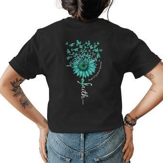 Faith Sunflower Butterfly Fragile X Syndrome Awareness Womens Back Print T-shirt | Mazezy