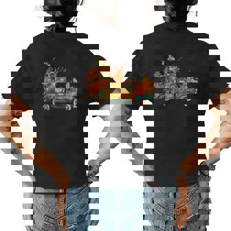 Fall Y'all Cute Gnomes Truck Pumpkin Autumn Tree Fall Leaves Pumpkin Womens T-shirt Back Print | Mazezy