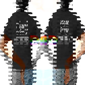 Family Pride Gay Dad Father Rainbow Flag Womens Back Print T-shirt | Mazezy