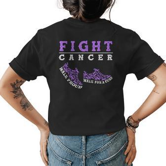 Fight All Cancer Awareness Cancer Warrior Ribbon Men Women Womens Back Print T-shirt | Mazezy