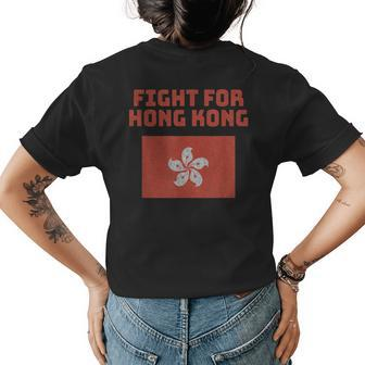 Fight For Hong Kong Regional Flag Protest Prc Distressed Womens Back Print T-shirt | Mazezy DE