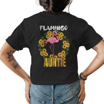Flamingo Auntie Cute Sunflowers Flamingo Bow Tie Mothers Day Flamingo Funny Gifts Womens Back Print T-shirt | Mazezy