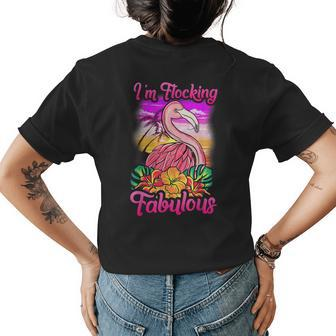 Flamingo Flocking Fabulous Pink Flamingos Funny Quote Gift Womens Back Print T-shirt | Mazezy