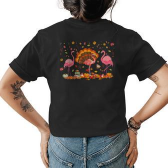 Flamingo Thanksgiving Halloween It's Fall Y'all Autumn Women Halloween Womens T-shirt Back Print | Mazezy