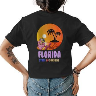 Flamingo Usa State Of Sunshine Florida Womens Back Print T-shirt | Mazezy