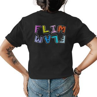 Flim Flam Funny Flamingo Flamingo Funny Gifts Womens Back Print T-shirt | Mazezy
