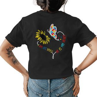 Floral Butterfly Autism Awareness Daisy Flower For Mom Women Gift For Womens Womens Back Print T-shirt | Mazezy