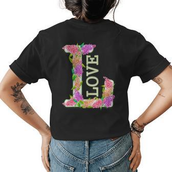 Floral Love Lilac Flowers Womens Back Print T-shirt | Mazezy