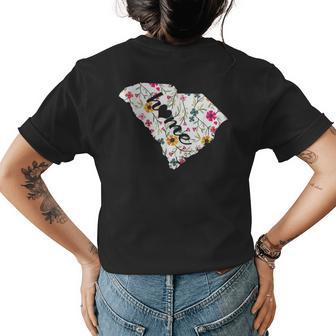 Floral South Carolina Home Womens Back Print T-shirt | Mazezy