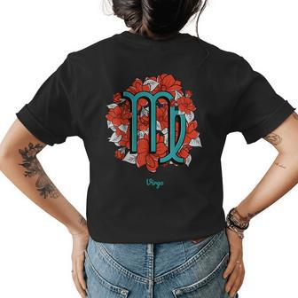Floral Zodiac Sign Virgo Gift Women Men Womens Back Print T-shirt | Mazezy