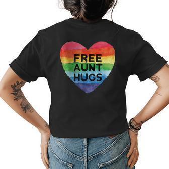 Free Aunt Hugs Lgbt Flag Pride Awareness Month Rainbow Pride Womens Back Print T-shirt | Mazezy