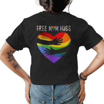 Free Mom Hugs Rainbow Heart Love Lgbt Ally Gay Lesbian Pride Womens Back Print T-shirt - Thegiftio UK