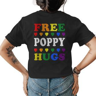 Free Poppy Hugs Rainbow Heart Lgbt Pride Month Womens Back Print T-shirt | Mazezy