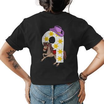Funny 9Th Birthday Gift 9 Years Old Horse Cowgirl Girls Kids Womens Back Print T-shirt | Mazezy