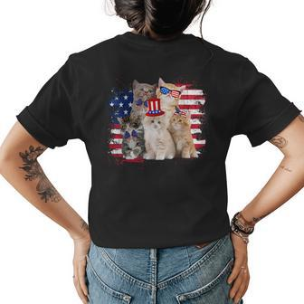 Funny Cat Patriotic Usa Cat Lovers Cat Moms 4Th July Womens Back Print T-shirt | Mazezy