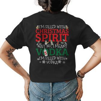 Funny Christmas Vodka Drinking Alcohol Gifts Womens Back Print T-shirt | Mazezy
