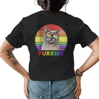Funny European Burmese Cat Rainbow Gay Pride Lgbtq Womens Back Print T-shirt | Mazezy