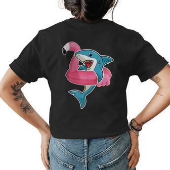 Funny Flamingo Float Summer Shark Floating Womens Back Print T-shirt - Monsterry UK