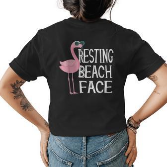 Funny Flamingo Resting Beach Face Funny Summer Gift Gift For Womens Womens Back Print T-shirt | Mazezy