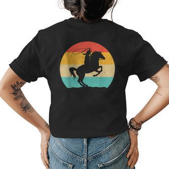 Funny Retro Western Cowgirl Gift For Girl Horse Riding Women Womens Back Print T-shirt | Mazezy