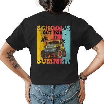 Funny Schools Out For Summer Teacher Summer Vacation Groovy Womens Back Print T-shirt | Mazezy