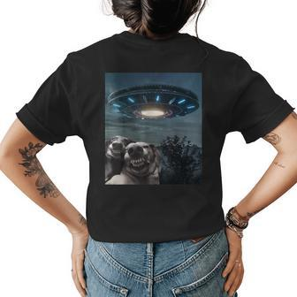 Funny Selfie Dog With Alien Ufo Funny Dogs Lover Womens Back Print T-shirt - Thegiftio UK