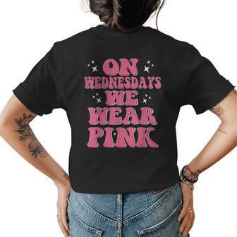Funny We Wear Pink On Wednesdays Messy Bun On Wednesday Pink Womens Back Print T-shirt | Mazezy