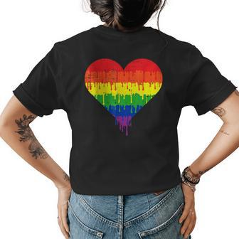 Gay Heart Pride Rainbow Flag Lgbtq Inspirational Lgbt Gift Womens Back Print T-shirt | Mazezy