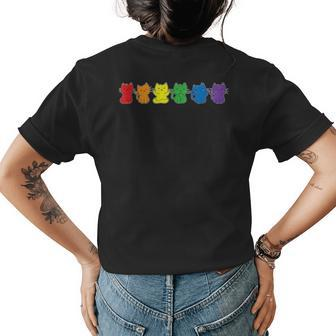 Gay Pride Cats Lgbt Rainbow Flag Lgbtq Cute Cat Womens Back Print T-shirt | Mazezy
