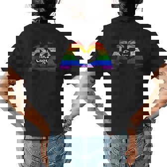 Gay Pride Chicago Rainbow Hands Heart | Chicago Gay Pride Womens Back Print T-shirt | Mazezy