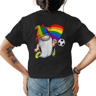 Gay Soccer Player Lgbt-Q Cute Gnome Rainbow Flag Pride Ally Womens Back Print T-shirt | Mazezy