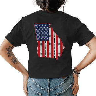 Georgia Usa Flag Fourth July 4Th Fathers Day Bbq Beer Summer Beer Funny Gifts Womens Back Print T-shirt | Mazezy