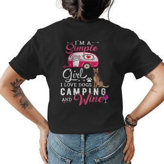 German Shepherd Dog Im A Simple Girl Wine Lover Camping Womens Back Print T-shirt | Mazezy