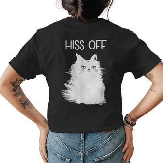 Gifts For Cat Lovers - Women Men Funny Meow Cat Hiss Off Womens Back Print T-shirt - Monsterry UK