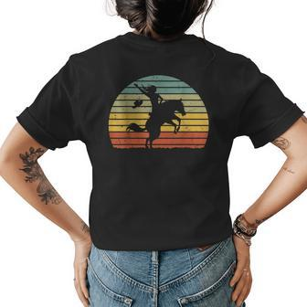 Girl Horse Riding Vintage Cowgirl Texas Ranch Woman Womens Back Print T-shirt | Mazezy