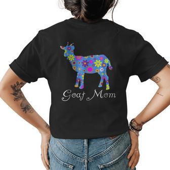 Goat Mom Saying Cute Floral Goat Lover Gift Womens Back Print T-shirt | Mazezy