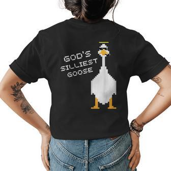 Gods Silliest Goose Pixelated Womens Back Print T-shirt | Mazezy