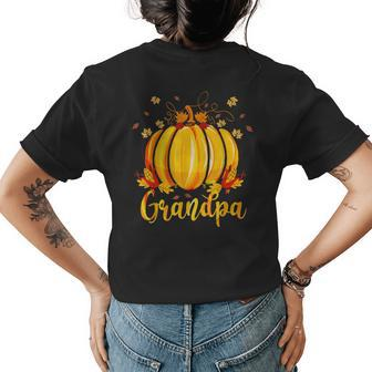 Grandpa Pumpkin Halloween Thanksgiving Grandad Fall Leaves Halloween Womens T-shirt Back Print | Mazezy