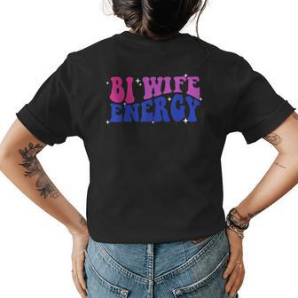 Groovy Bi Wife Energy Lgbtq Vintage Bisexual Pride Lgbt Womens Back Print T-shirt | Mazezy