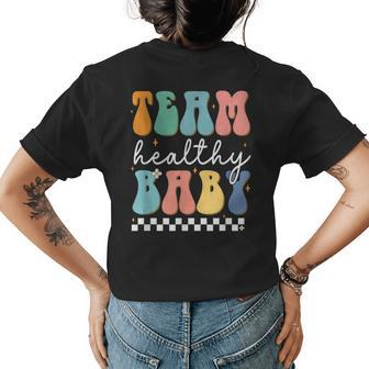 Groovy Gender Reveal Team Healthy Baby Party Matching Family Womens Back Print T-shirt | Mazezy