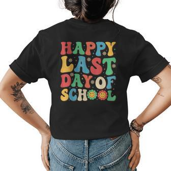 Groovy Happy Last Day Of School Teachers Students Graduation Womens Back Print T-shirt | Mazezy