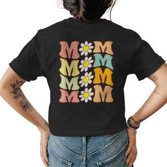 Groovy Mom Daisy Flower Funny Mothers Day For Mom Of Girl Womens Back Print T-shirt | Mazezy