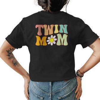 Groovy Twin Mama Funny Mothers Day For New Mom Of Twins Womens Back Print T-shirt | Mazezy